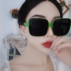 Internet celebrity style oversized frame forest green sunglasses for women