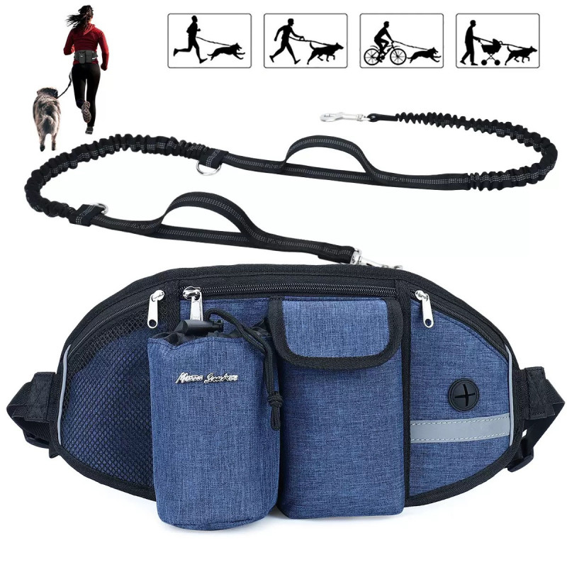 Pet waist bag with traction rope, multi-functional sports running, fitness training, dog walking waist bag
