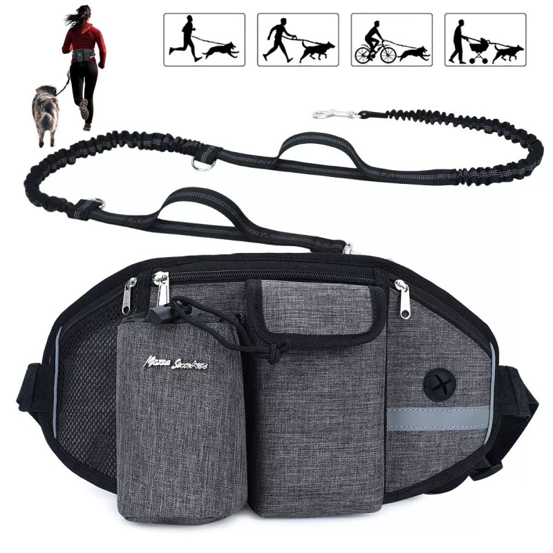 Pet waist bag with traction rope, multi-functional sports running, fitness training, dog walking waist bag