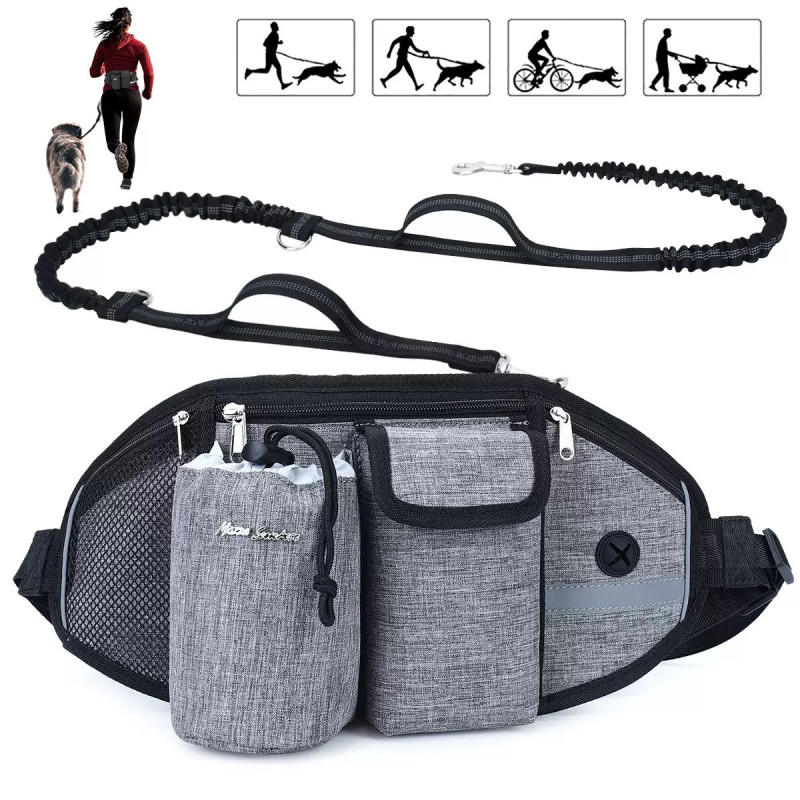 Pet waist bag with traction rope, multi-functional sports running, fitness training, dog walking waist bag