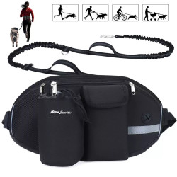 Pet waist bag with traction rope, multi-functional sports running, fitness training, dog walking waist bag