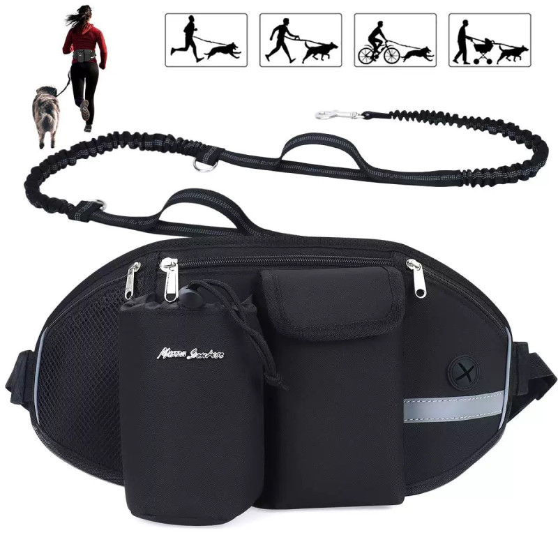 Pet waist bag with traction rope, multi-functional sports running, fitness training, dog walking waist bag