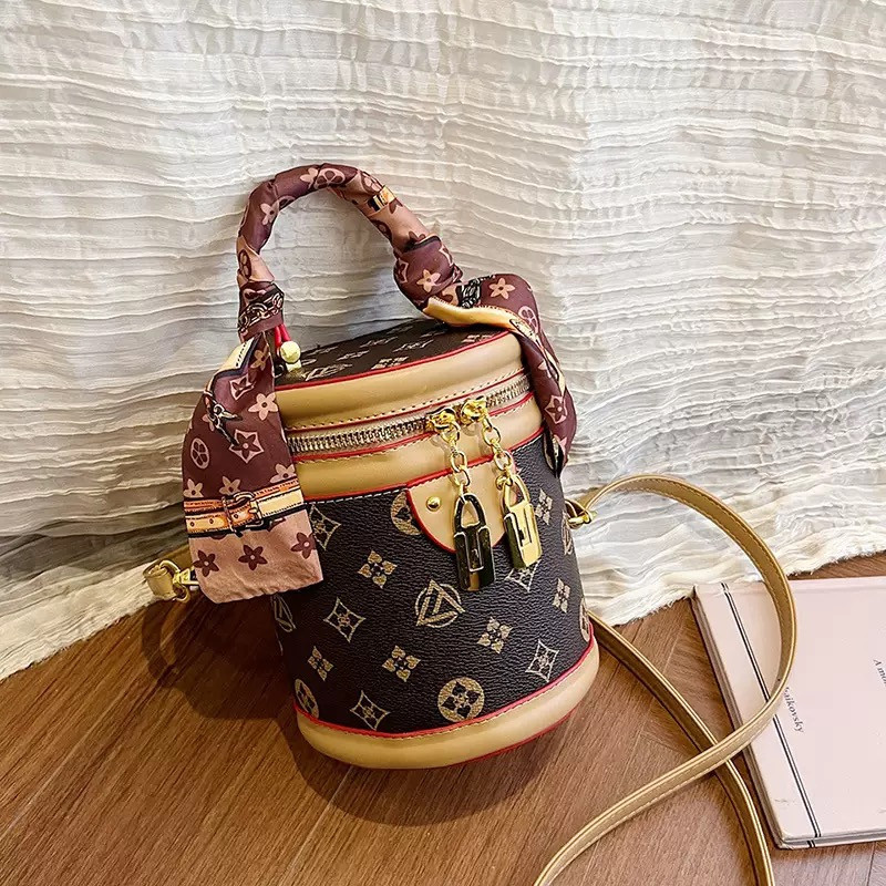 Women's cylindrical bag fashion handbag high-end cylindrical one-shoulder bucket cross-body bag