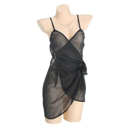 Sexy lingerie pure desire sheer sexy slit hot and tempting lace nightgown uniform for women set.