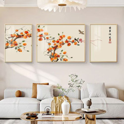 Living room high-end new style persimmon persimmon modern living room triple decorative painting