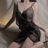 Sexy lingerie pure desire sheer sexy slit hot and tempting lace nightgown uniform for women set.