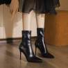 New elastic skinny boots leather red sole pointed toe thin heel temperament black boots women