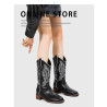 Vintage embroidery V Martin boots thick heel boots knight boots short boots western cowboy boots