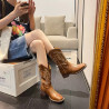 Vintage embroidery V Martin boots thick heel boots knight boots short boots western cowboy boots
