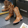 Vintage embroidery V Martin boots thick heel boots knight boots short boots western cowboy boots