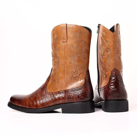 Western cowboy boots fashion men's shoes workwear fashion retro zipper Martin boots