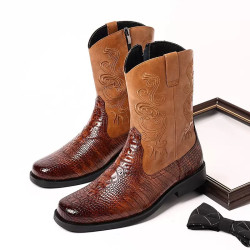 Western cowboy boots fashion men's shoes workwear fashion retro zipper Martin boots