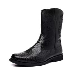 Western cowboy boots fashion men's shoes workwear fashion retro zipper Martin boots