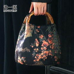 Imitation fragrant cloud yarn retro bamboo joint carrying bag ancient style cheongsam handbag Chinese style