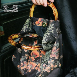 Imitation fragrant cloud yarn retro bamboo joint carrying bag ancient style cheongsam handbag Chinese style
