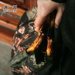 Imitation fragrant cloud yarn retro bamboo joint carrying bag ancient style cheongsam handbag Chinese style