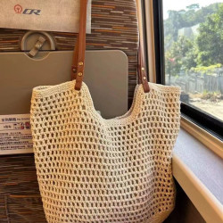 New woven large-capacity versatile one-shoulder commuting travel beach woven women's bag