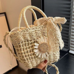 Famous ethnic style woven bag beach casual shoulder bag cross-body straw woven bag