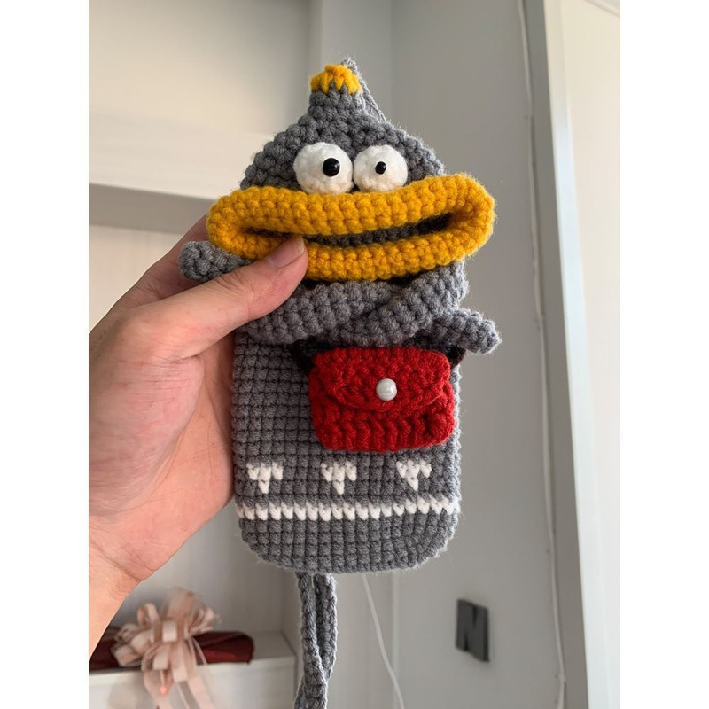 Sausage mouth mobile phone bag diy hand-woven bag wool material bag finished mobile phone bag cross-body bag