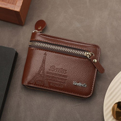 Men's short wallet zipper multi-card slot card holder certificate holder fashionable durable easy to carry