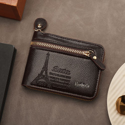 Men's short wallet zipper multi-card slot card holder certificate holder fashionable durable easy to carry