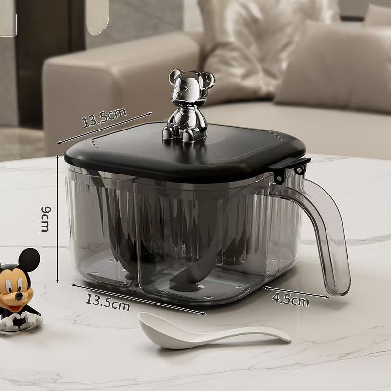 Seasoning box kitchen household seasoning salt pot set integrated multi-grid combination