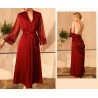 New sexy bathrobe long bathrobe women's long-sleeved silk pajamas thin and comfortable women's home clothes drop-shipping