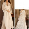 New sexy bathrobe long bathrobe women's long-sleeved silk pajamas thin and comfortable women's home clothes drop-shipping