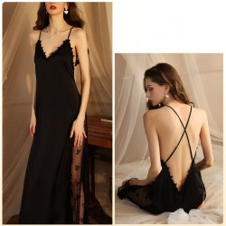 New sexy bathrobe long bathrobe women's long-sleeved silk pajamas thin and comfortable women's home clothes drop-shipping