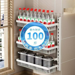 Punch-free door rear shelf kitchen wall-mounted adjustable