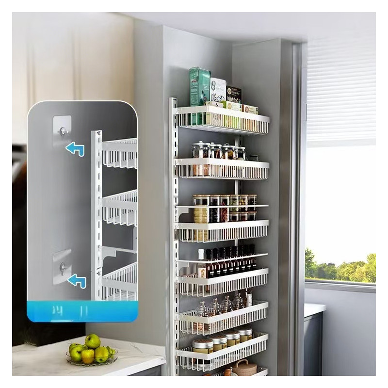Punch-free door rear shelf kitchen wall-mounted adjustable