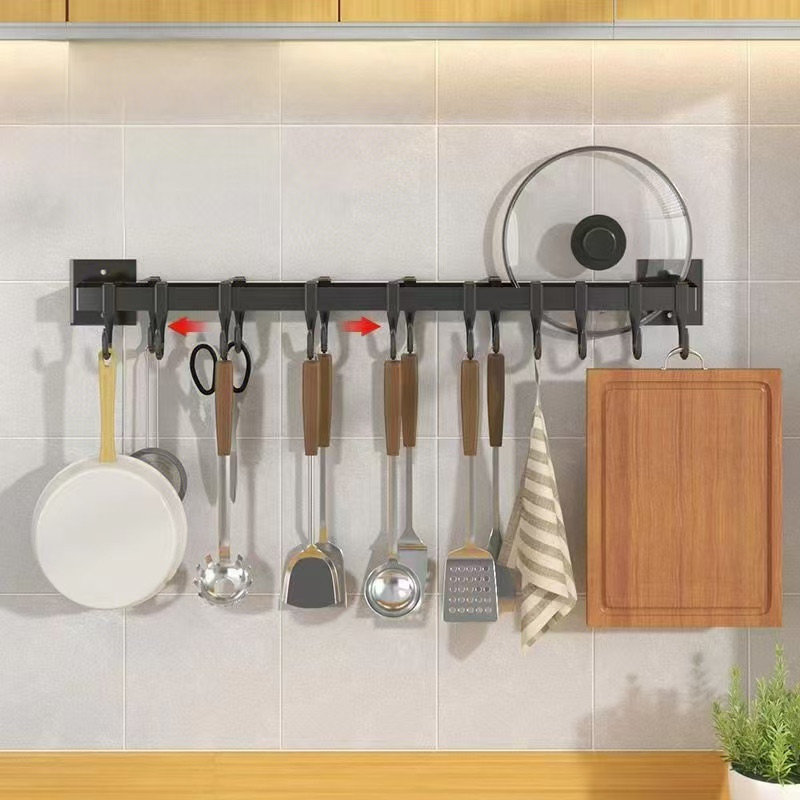 Kitchen shelf hanging rod punch-free wall hanging
