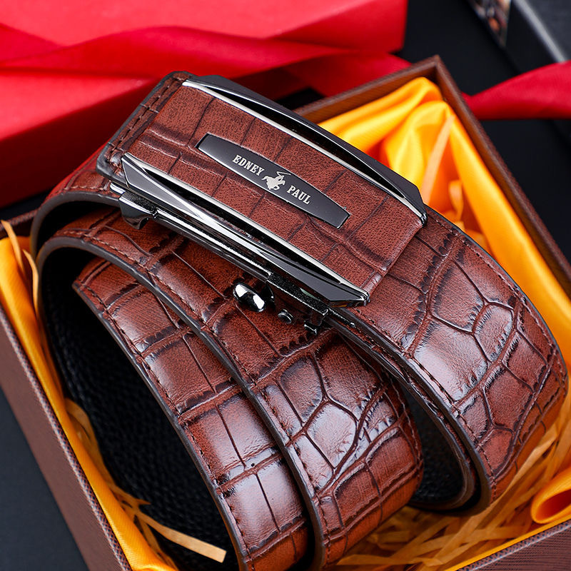 Belt Men's Cowhide Paul Automatic Buckle Crocodile Business Genuine Leather Trouser Belt Belt Men's Cowhide Paul Automatic Buckle Crocodile Business Genuine Leather Trouser Belt