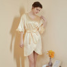 New women's pajamas, light luxury simple lotus leaf sleeve cool short belted bathrobe, summer home wear.