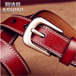 Genuine leather women's belt women's versatile simple thin wide belt girls' fashion