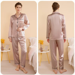 Loose plus size women's long sleeve trousers separate pajamas thin silk leisure home clothes set