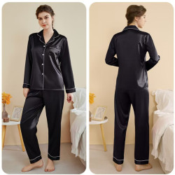 Loose plus size women's long sleeve trousers separate pajamas thin silk leisure home clothes set