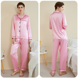 Loose plus size women's long sleeve trousers separate pajamas thin silk leisure home clothes set