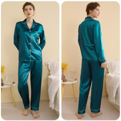 Loose plus size women's long sleeve trousers separate pajamas thin silk leisure home clothes set