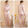 Loose plus size women's long sleeve trousers separate pajamas thin silk leisure home clothes set