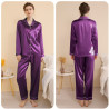 Loose plus size women's long sleeve trousers separate pajamas thin silk leisure home clothes set