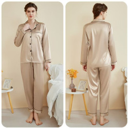 Loose plus size women's long sleeve trousers separate pajamas thin silk leisure home clothes set