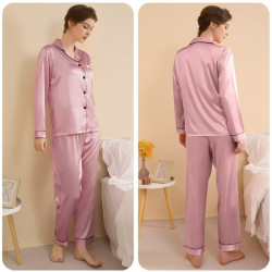 Loose plus size women's long sleeve trousers separate pajamas thin silk leisure home clothes set