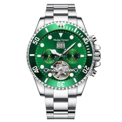Green Water Ghost Fully Automatic Mechanical Watch Men's Tourbillon Steel Band Waterproof Luminous