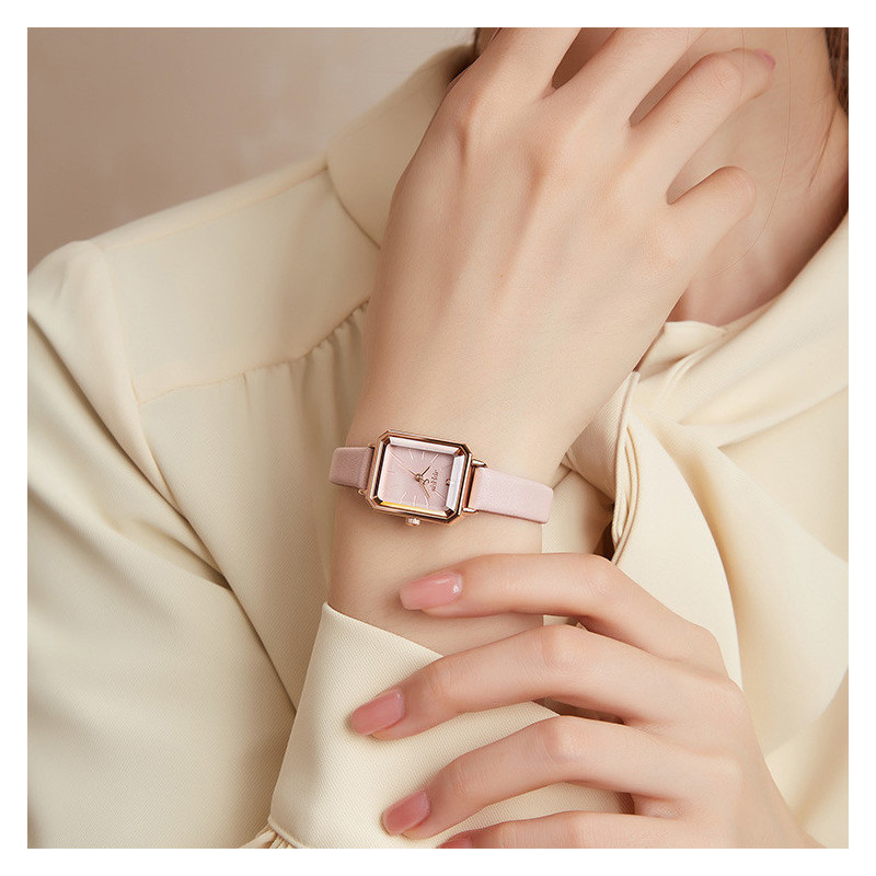 Temperament belt, white, small, versatile square small dial, high-quality women's watch, women