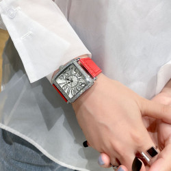Square watch women's domineering rhinestone men's and women's watch waterproof quartz watch