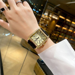 Square watch women's domineering rhinestone men's and women's watch waterproof quartz watch