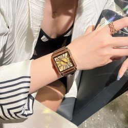 Square watch women's domineering rhinestone men's and women's watch waterproof quartz watch