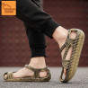 Oriental camel sandals men's outerwear non-slip Roman woven straw shoes men
