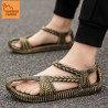 Oriental camel sandals men's outerwear non-slip Roman woven straw shoes men